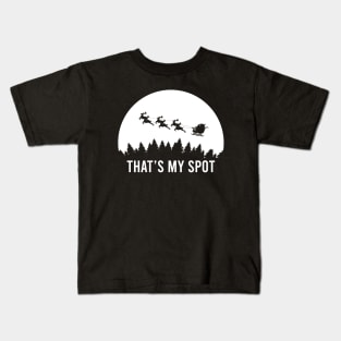 Funny That's My Spot Xmas Session, Santa on Sleigh Reindeer Humor Gift Kids T-Shirt